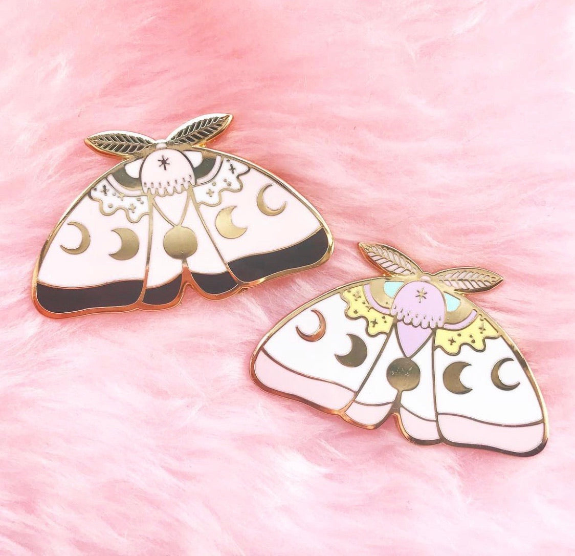 Black Candy Moon Moth Pin