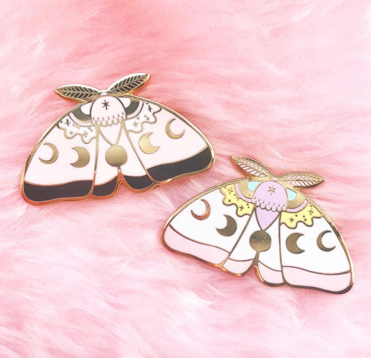 Black Candy Moon Moth Pin