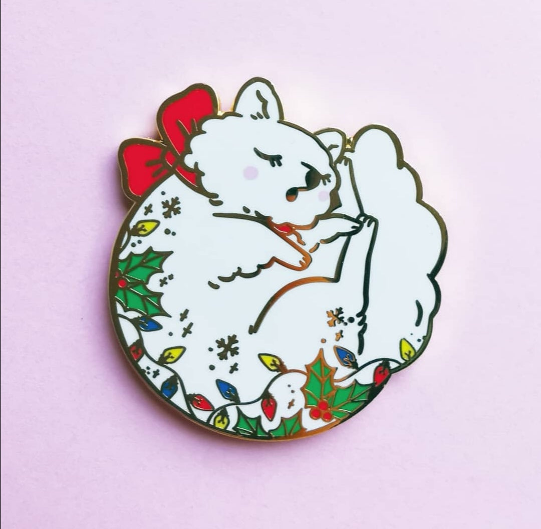 Sleepy Yule Doggo Pin