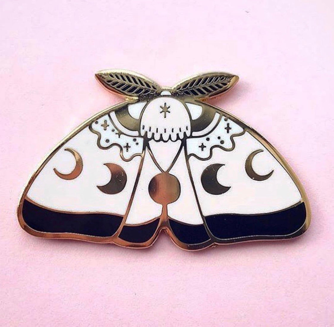 Black Candy Moon Moth Pin