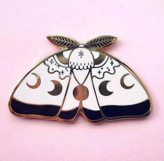 Black Candy Moon Moth Pin