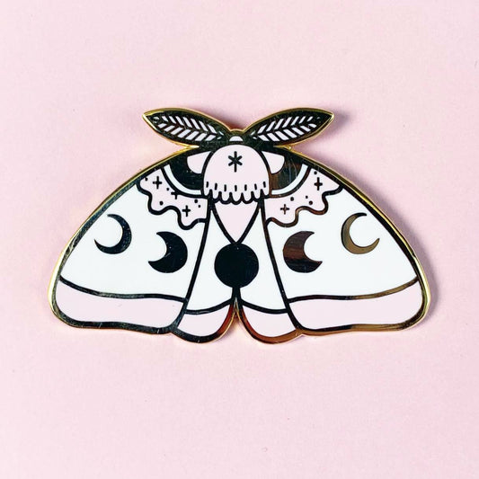 Pink Moon Moth Pin